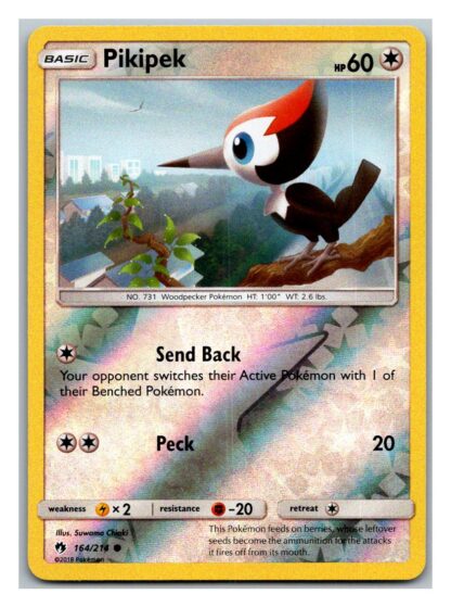 Pikipek 164/214 Lost Thunder (Reverse Holo) (Exc Condition)