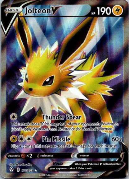 Jolteon V 177/203 Evolving Skies (Ultra Rare) (NM-Exc Condition)