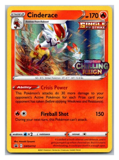 Cinderace SWSH112 Pre-release Promo (Holo) (Exc Condition)