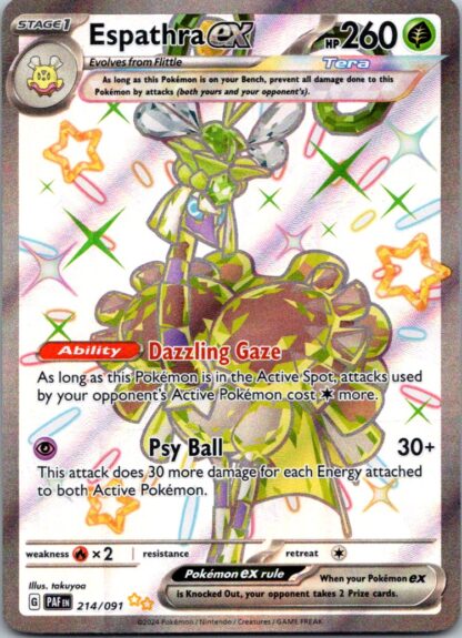 Espathra ex 214/091 Paldean Fates (Ultra Rare) (NM-Exc Condition)