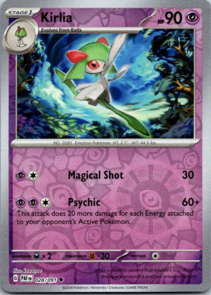 Kirlia 28/091 Paldean Fates (Reverse Holo) (NM-Exc Condition)