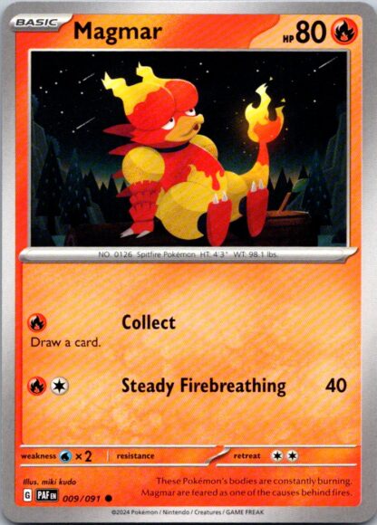 Magmar 9/091 Paldean Fates (Common) (NM-Exc Condition)