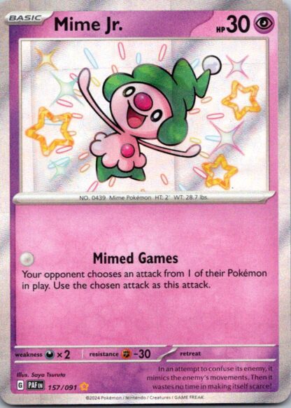 Mime Jr.  157/091 Paldean Fates (Shiny Holo) (NM-Exc Condition)